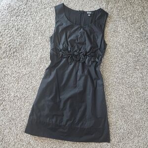 DKNY Black Cotton A-line Floral Dress